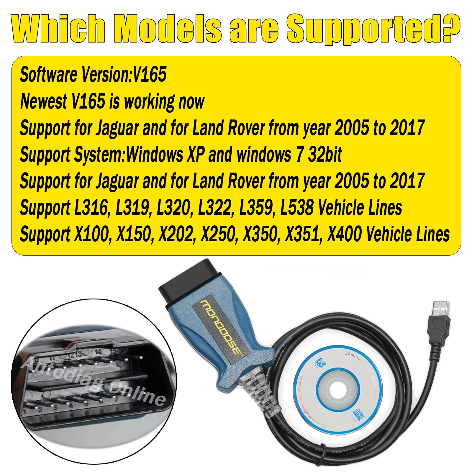 OBD2 USB Scan JLR SDD V165 For Land Rover L316/319/320/322/538 2005-2017 For Jaguar X100/150/202/250/350/351 Car Diagnostic Tool