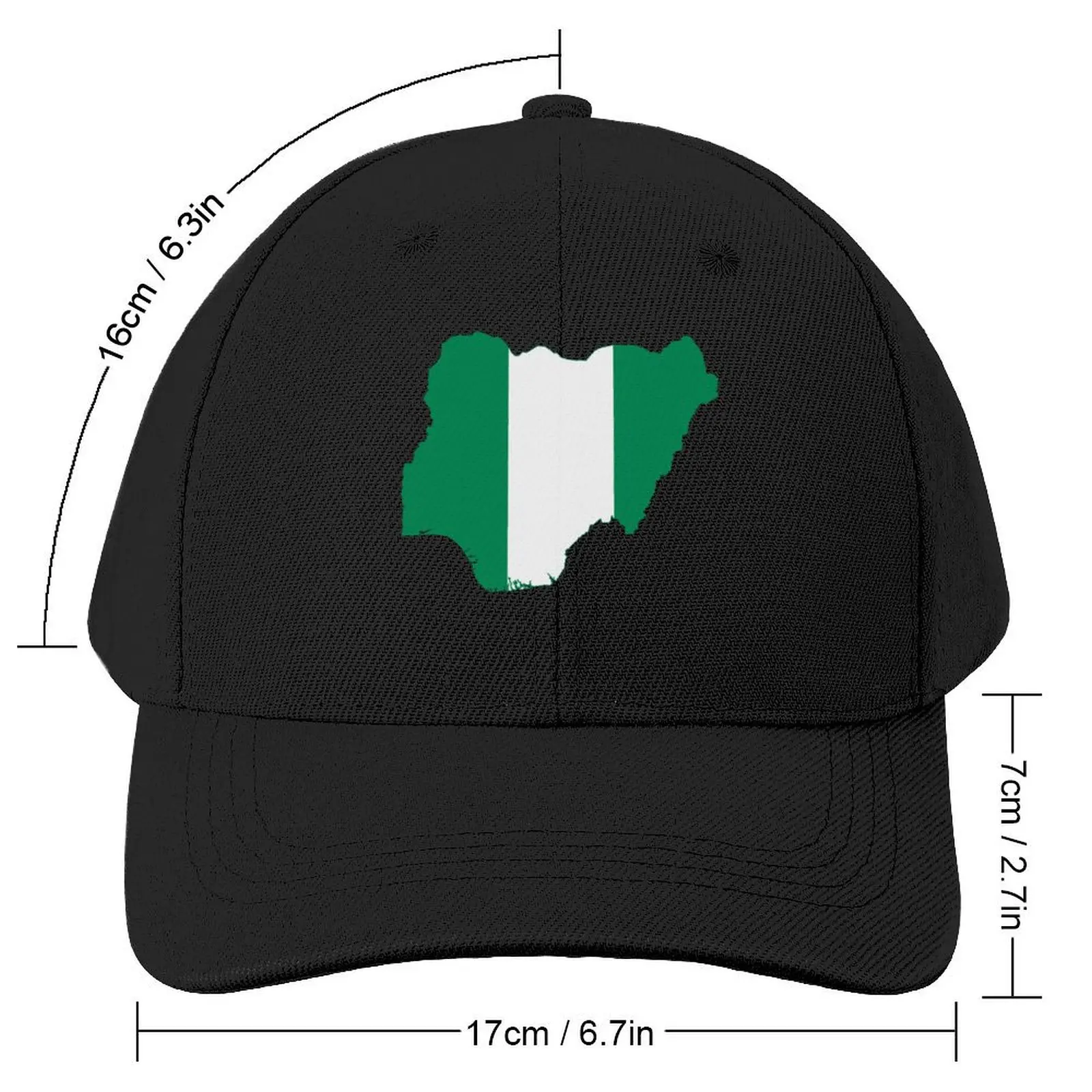 Flag map of Nigeria Baseball Cap Golf Cap Military Cap Man Women Hats Men's