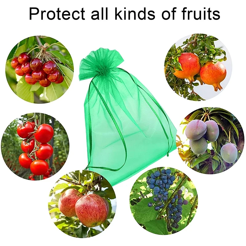 20-100pcs Strawberry Grapes Fruit Grow Bags Netting Mesh Vegetable Plant Protection Bags For Pest Control Anti-Bird Garden Tools