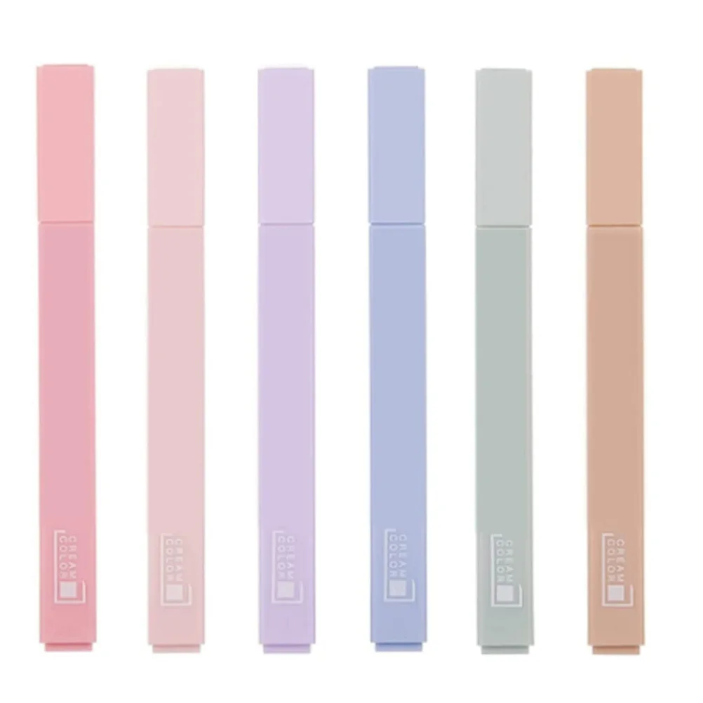 6 قطعة أقلام تمييز ملونة سعة كبيرة السلس التجفيف السريع مكتب القرطاسية المدرسية بمناسبة أقلام لفن الملاحظات #5