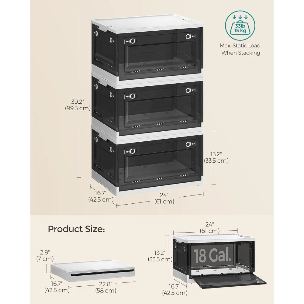 Pack of 3 Cosmetics Organizers Storage Cloud White and Slate Gray URPB068W03 Deck Box Wheels and 5 Doors Storage Bins With Lids