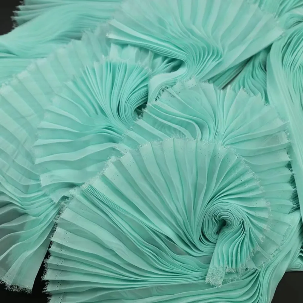Tessuto di organza pieghettato in chiffon leggero creativo 1 metro tessuto di stoffa rugosa fatto a mano materiale fai da te cucito di stoffa