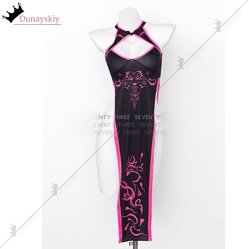 女性のためのレトロでセクシーな悪魔のチャイナドレス,ハイフォーク,ピンクのトーテム,コスチューム,クリスマス,ハロウィーン,2025