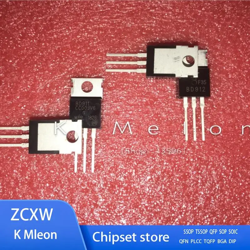 10 pares BD911 + BD912 o BD910 + BD909 TO-220 15A 100V