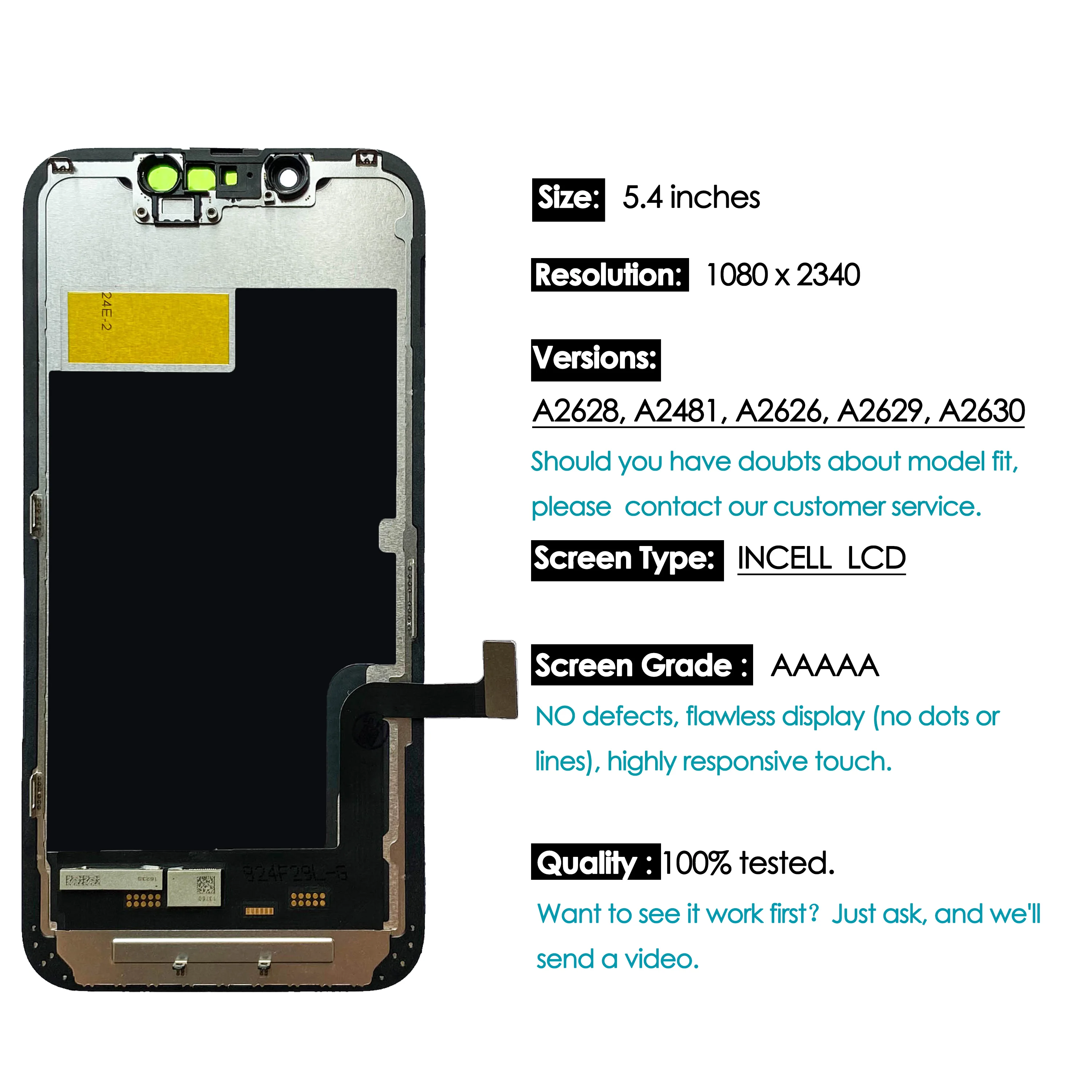 High quality AAA incell LCD For iPhone 13 mini Display Touch 13mini Screen Replacement Digitizer Assembly Repair Parts Wholesale