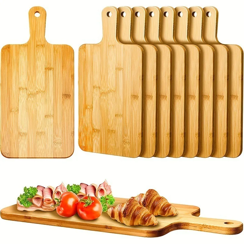 Bamboo Cutting Board with Handle Large Wooden Serving Board Kitchen Chopping Boards for Pizza Vegetables Meat