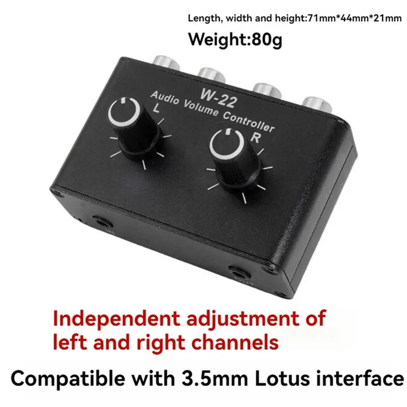 DT21 3.5mm Stereo Audio Switcher Splitter Bi-Directional Audio Switcher with Volume Control for Bass Knob