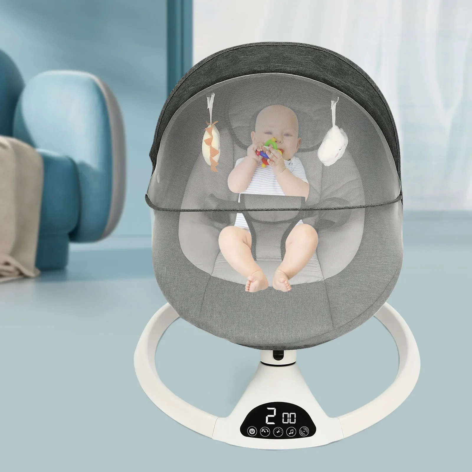 Electric Baby Rocking Chair, Baby Rocking Bouncer with Bluetooth, Touch Version Baby Rocking Chair Remote Control