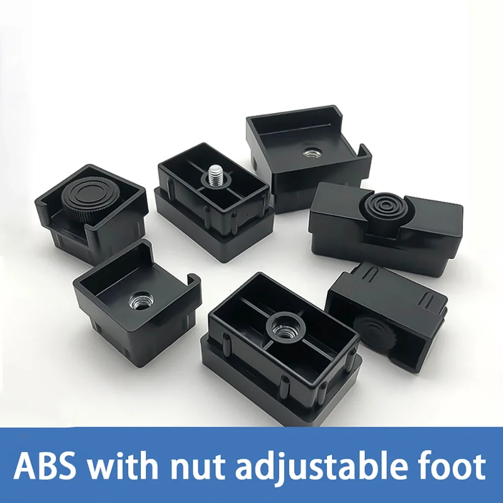 2-20Pcs ABS Plastic Square Plug With Adjustable Foot Strap Nut Stainless Steel Tube Inner Plug Foot Pad Protection Square Plug