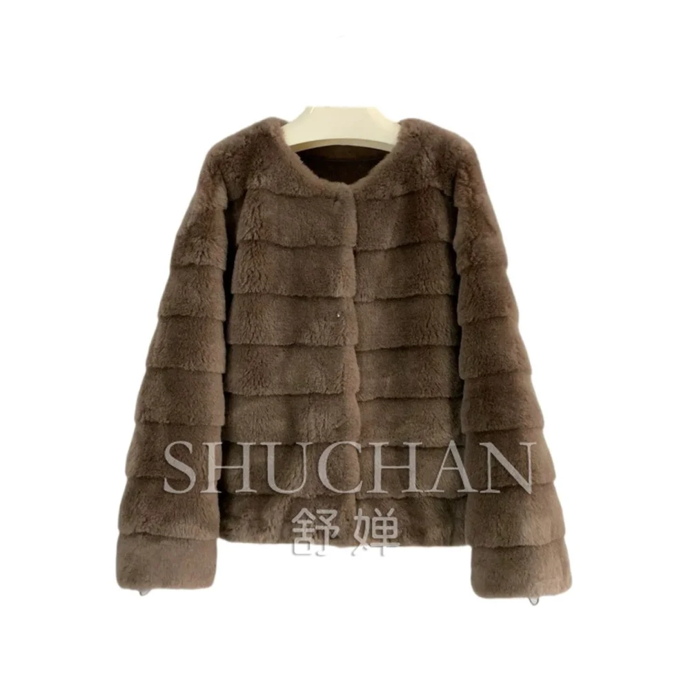 2026 Winter Fujia Daughter Lamb Wool Round Neck Sheep Shearing Composite Fur Integrated Autumn and Winter New Fur Horizontal Str