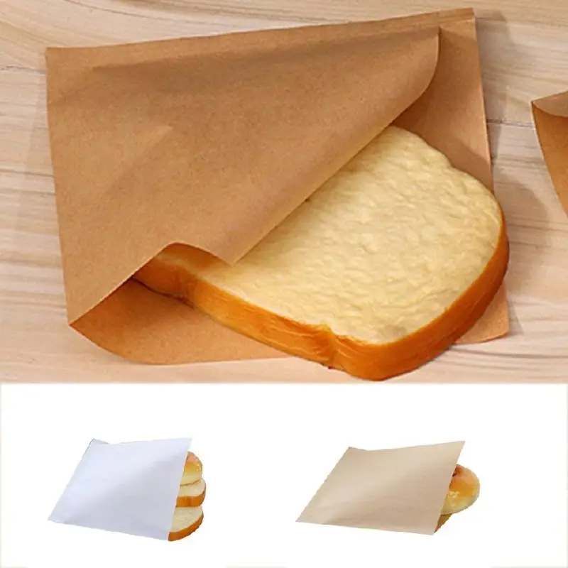 100 PCS Greaseproof Paper Bags Eco Friendly Oil Proof Food Safe Bags for Catering Event Bakery Food Serving Packaging