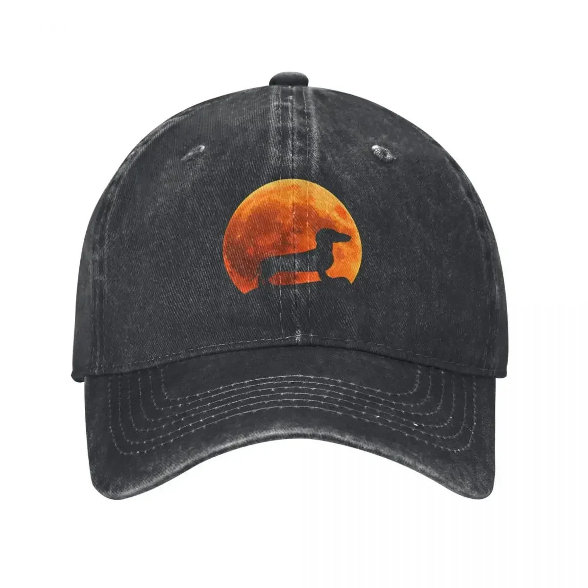 

dachshund Dog Silhouette in moon gift Baseball Cap hiking hat dad hat Mens Women's