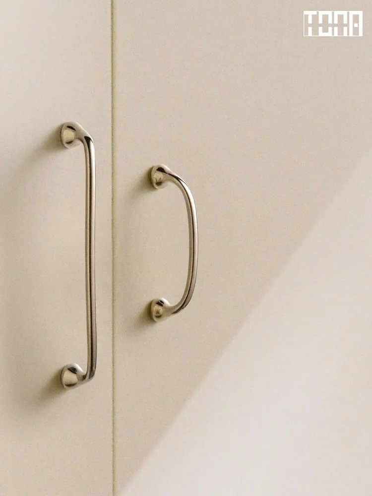 TONA Titanium Silver Solid Brass Handles Cabinet Pull Luxury Furniture Knobs Wardrobe Drawe Bar Pull Minimalist Hardware Handles