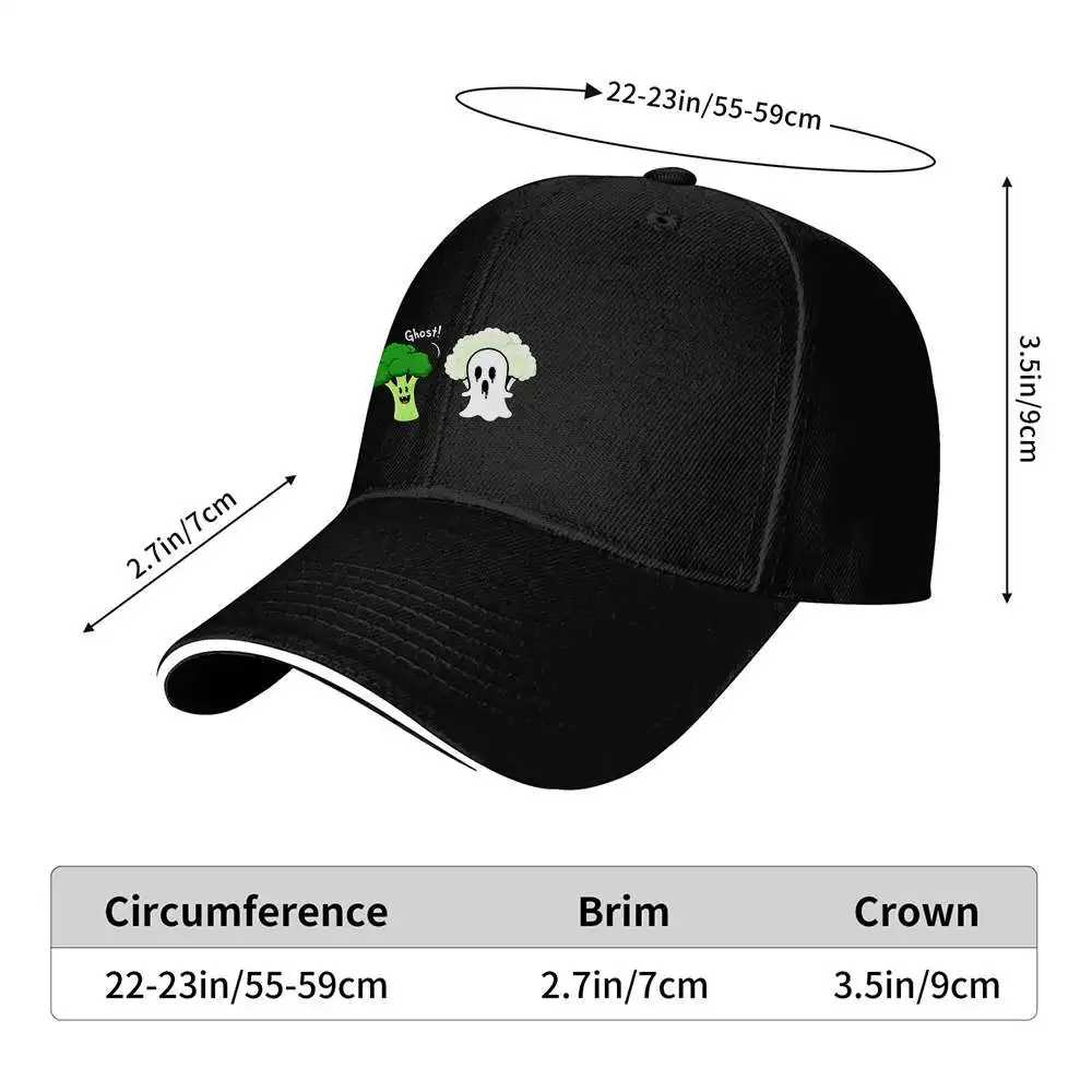 Broccoli Ghost Pun Baseball Cap Polyester Adjustable Funny Vegetable Hat Outdoor Unisex