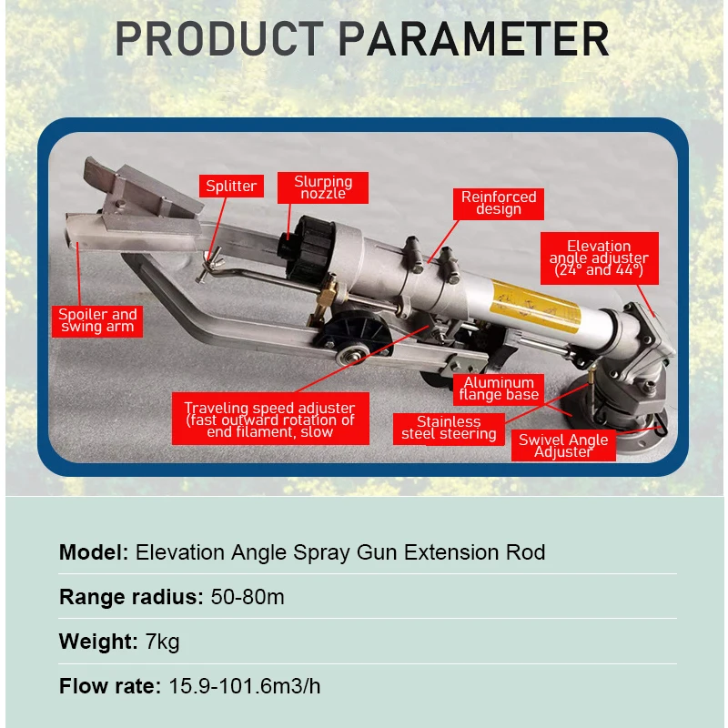 مسدس رش سقي ذاتي الدوران للري المزرعي مسدس رش دوار 360 درجة ° رأس رشاش للري بذراع التأرجح العمودي #6