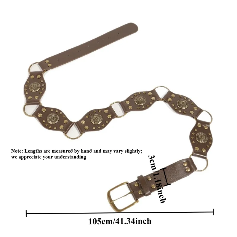 IF IFOND European  American Fashion Retro Openwork Ring Belt Trendy Patchwork Waist-Cinching Versatile Women's Belt
