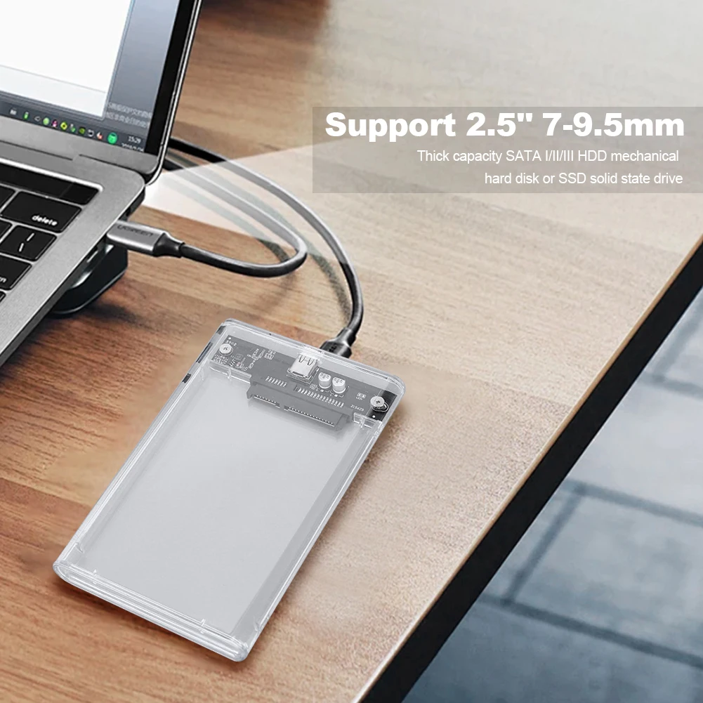 Casing Hard Drive portabel USB 3.1, penutup Hard Drive eksternal 10Gbps 2.5 inci SATA ke USB 3.1 UASP, casing Hard Drive portabel, mendukung bebas kabel UASP