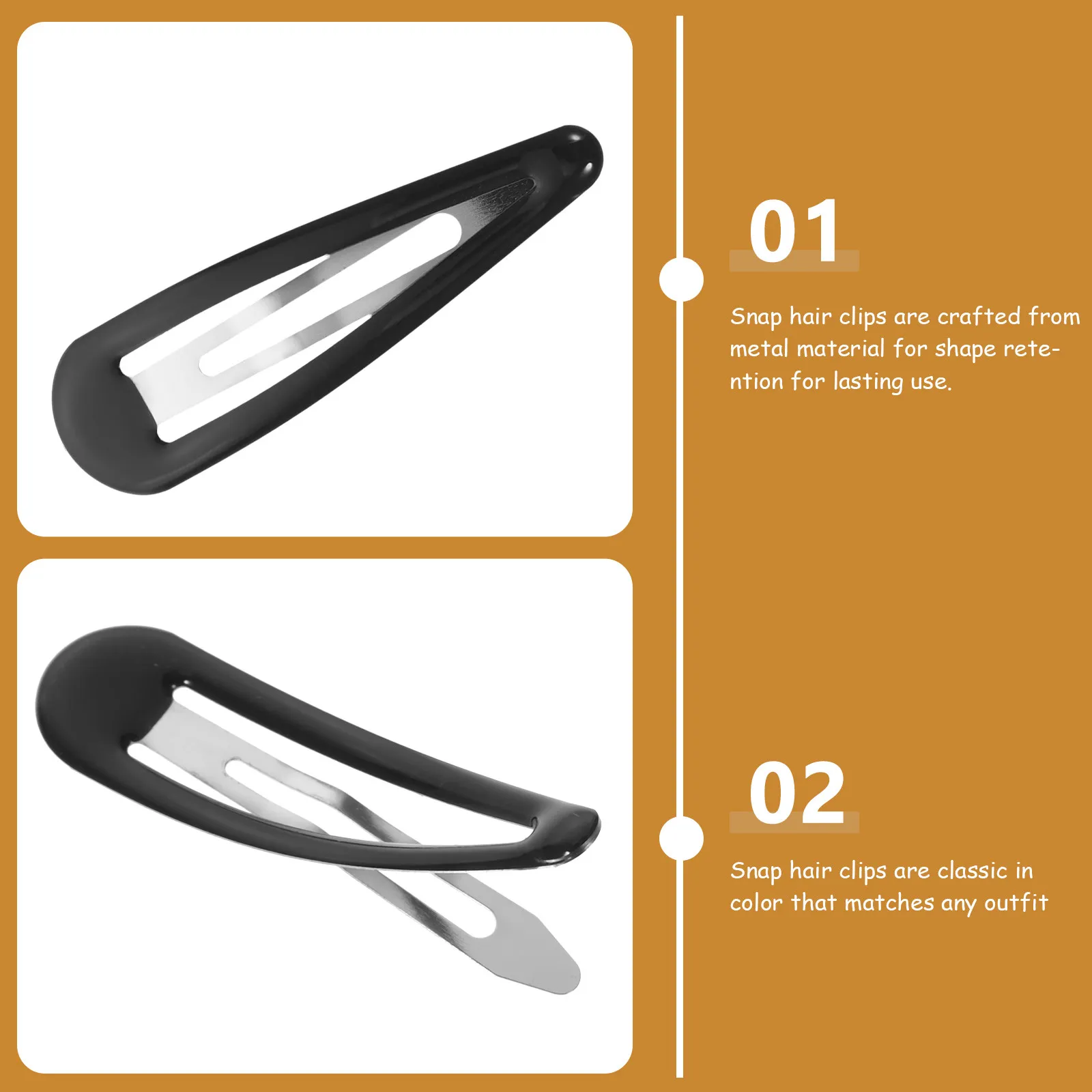 

50Pcs Black Snap Hair Clips Metal No Slip Barrettes for Thick Hair Women Teens Daily Hairstyles Accessories Snap Clips