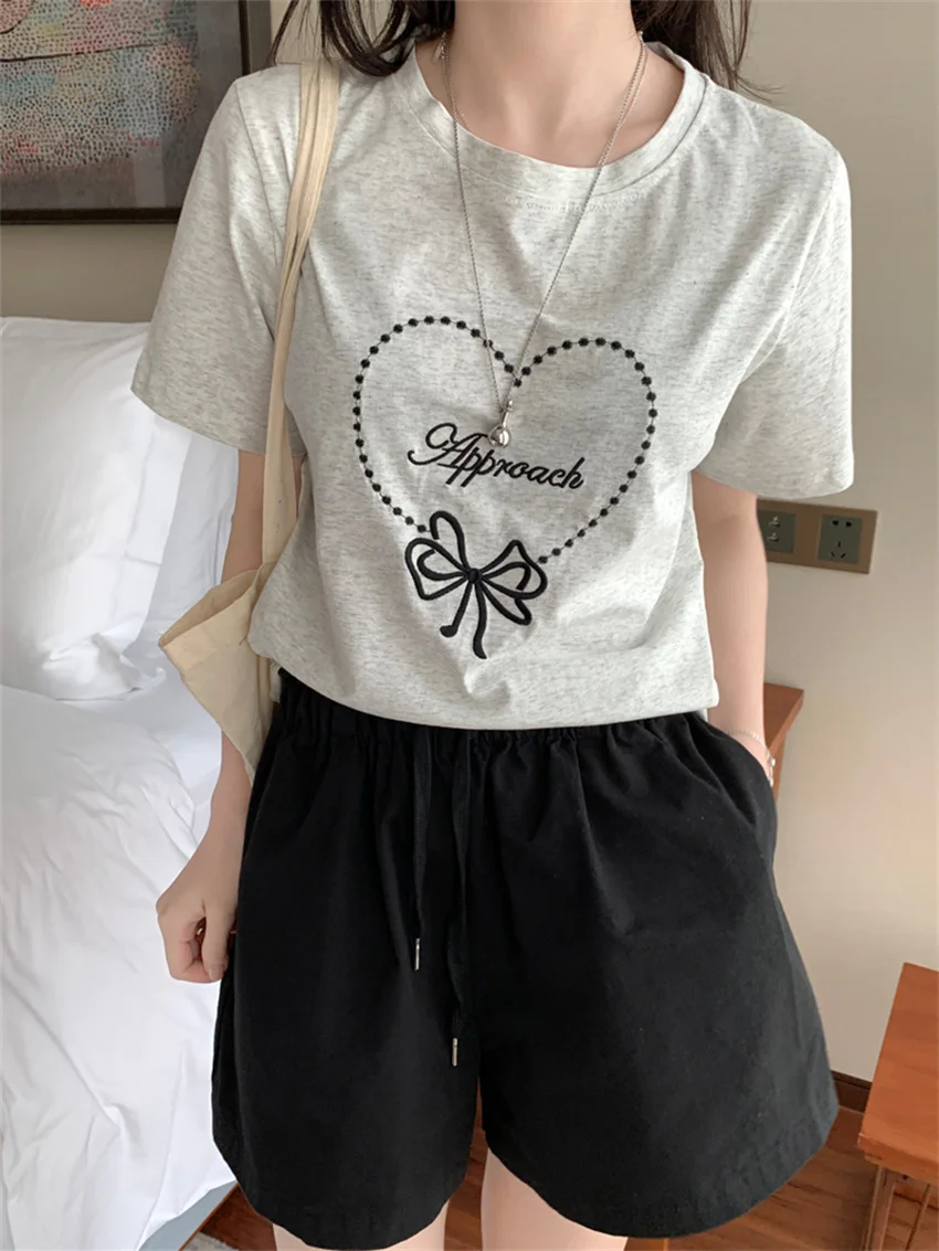 

Alien Kitty 2024 New Arrival T-Shirts Women Sweet Loose-Fitting Chic Daily Summer All Match Printed Casual Short Sleeve Tees