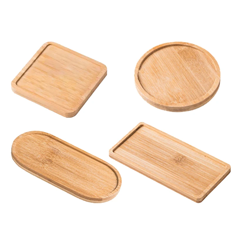 Simple Bamboo Wooden Tray Bathroom Countertop Bottle Organizer Oval Rectangular Jewelry Storage Tray