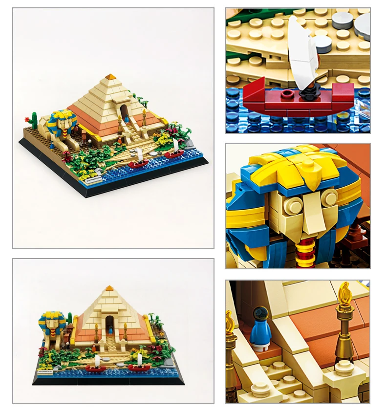 Creative Model Building Blocks Set Creative Historical Relics Cairo Egypt Giza Pyramid Educational Puzzle Construction Toy Gift