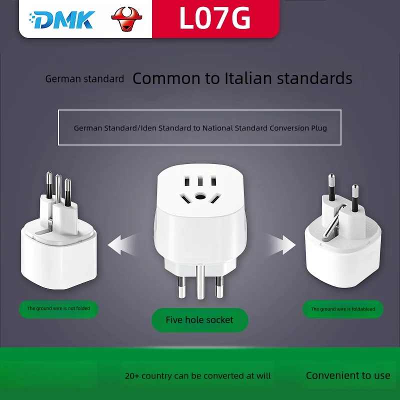 Tête de conversion de prise universelle de voyage, prise de conversion standard allemande, convertisseur de prise italien, coréen et international, taureau