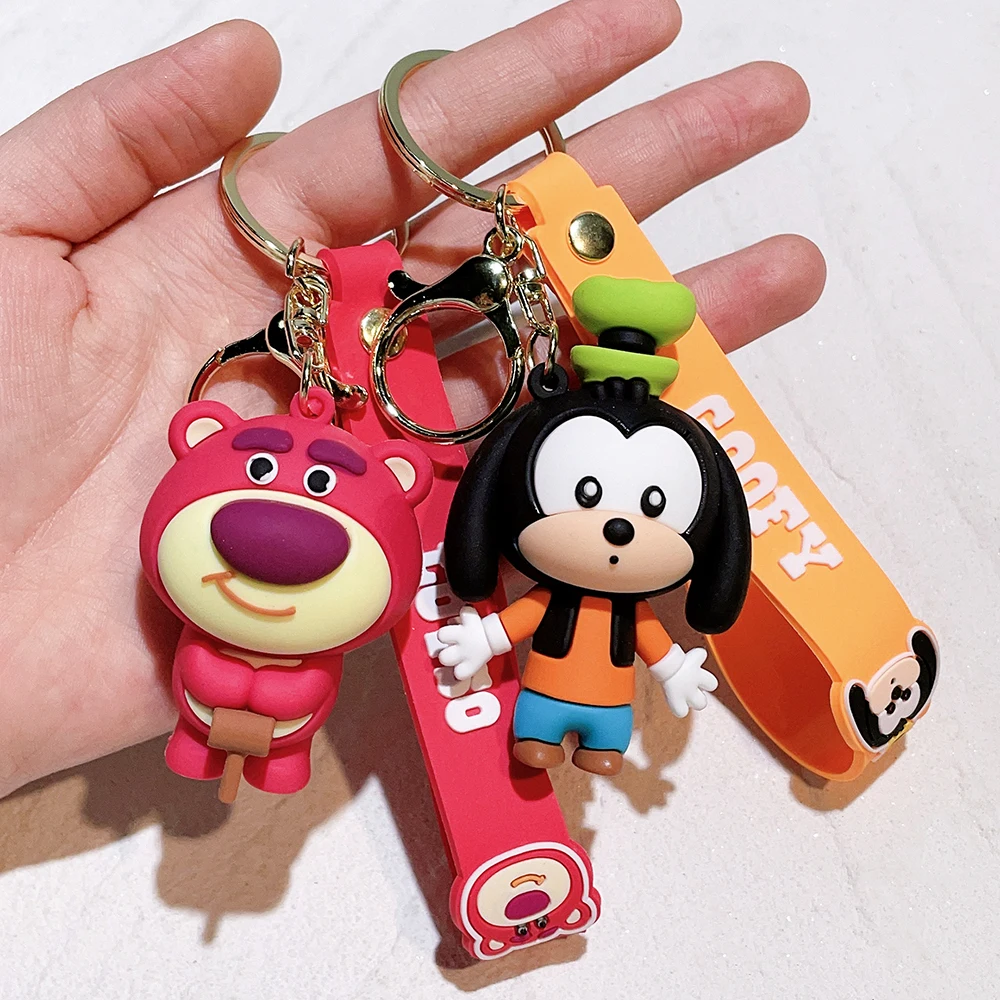 New Anime Disney Keychain Cartoon Mickey Mouse Minnie Lilo & Stitch Cute Doll Keyring Ornament Key Chain Pendant Kids Toys Gifts