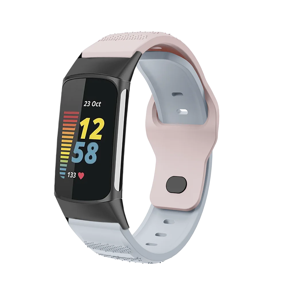 

Sweatproof Silicone Sport Band For Fitbit FITBIT Charge 3 4 5 Strap Rice Grain Style Quick Release Smartwatch Band Man Woman