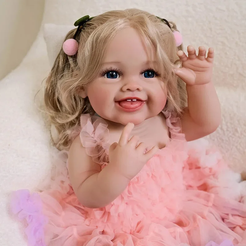 22Inch 55cm Full Body Silicone Doll Devi Toddler Doll Princess Girl Lifelike 3D Skin Art Doll with Hand Root Hair