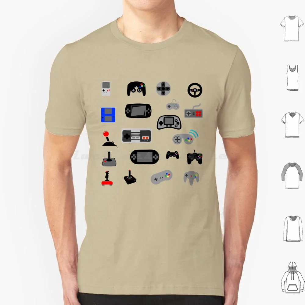 Video Game Controller Collage T Shirt Cotton Men Women DIY Print Nes Snes Game Controller Joystick Quickshot Video Game Gameboy