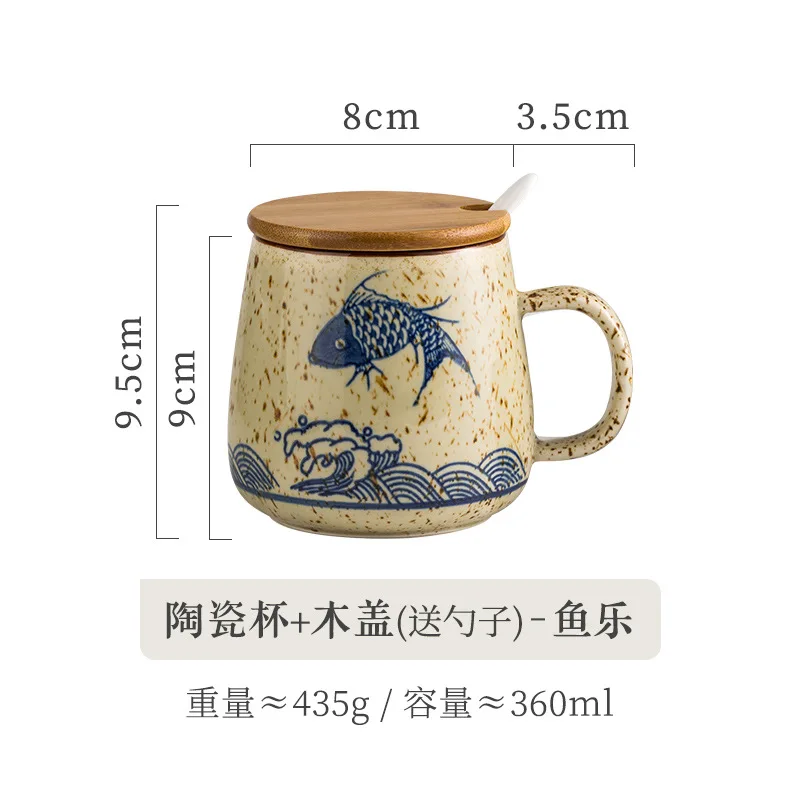 Creative Hand-painted Ceramic Mug Cartoon Large Capacity Office Home Breakfast Milk Coffee Cup High Temperature Resistant