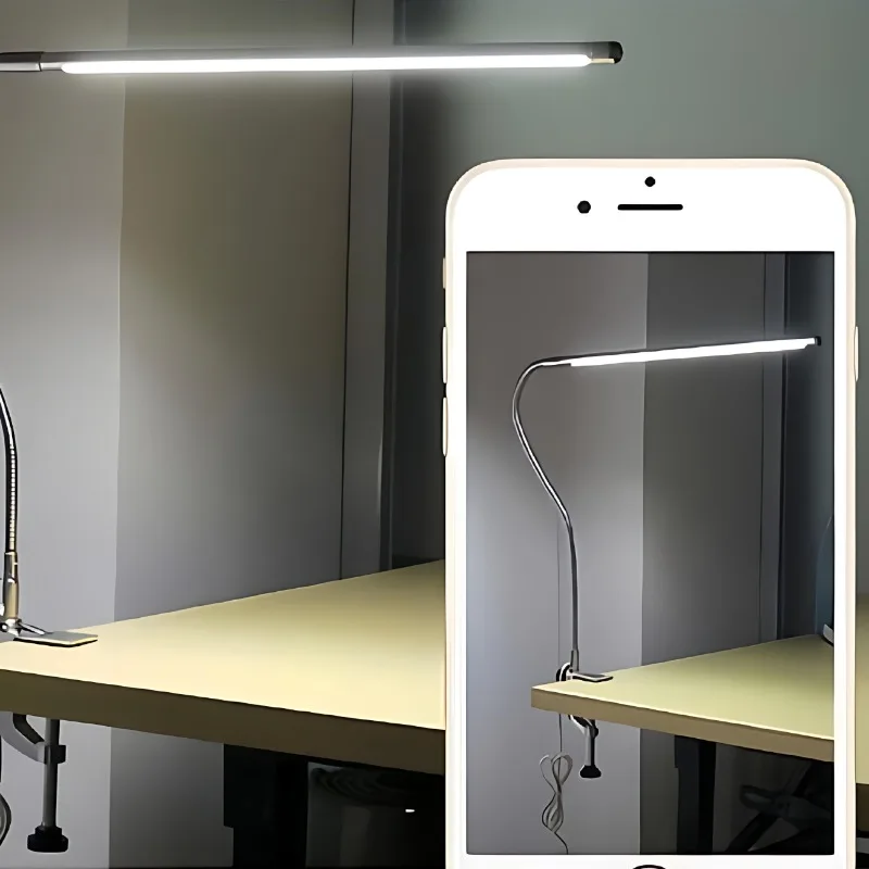 LED Full Spectrum Clamp on Desk Lamp Eye Protection Dimmable Reading Lamp Adjustable Gooseneck Study Lutight EU US Plug
