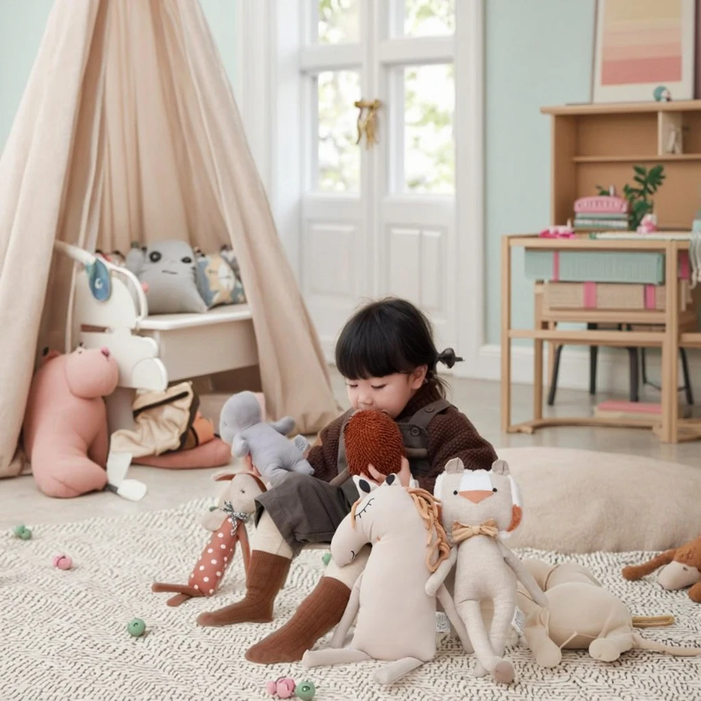 イン風ベビーキリン人形キャンバスアヒル人形子供の赤ちゃんオンドリなだめる人形なだめるバンビ鹿枕 PP 綿