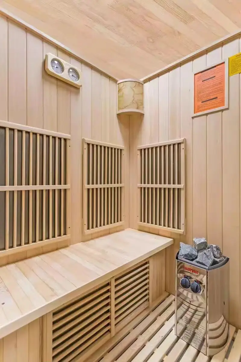 Venda quente Sauna tradicional luz infravermelha distante portátil banho de gelo 4 pessoas espectro completo sauna interior mini sauna