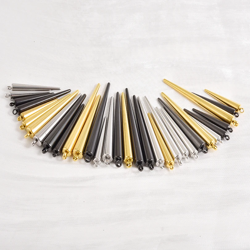 9Pcs Stainless Steel Hip Hop Chunky Bullet Tear Spike Rivet Pendant For Jewelry Making Punk Circular Cone Pendentif Wholesale
