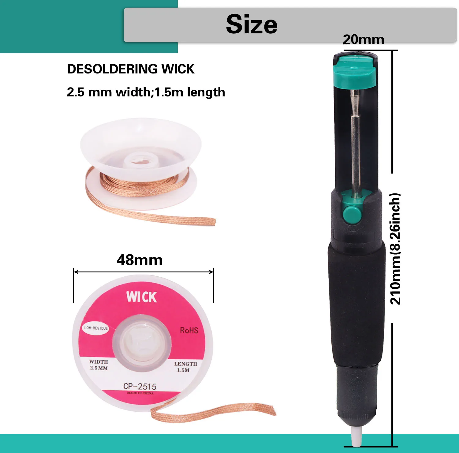 Desoldering Wick Soldering Sucker Pen Pump Suction Aluminium Metal Mesh Braid Tape Copper Welding Solder Removal Repair Tool