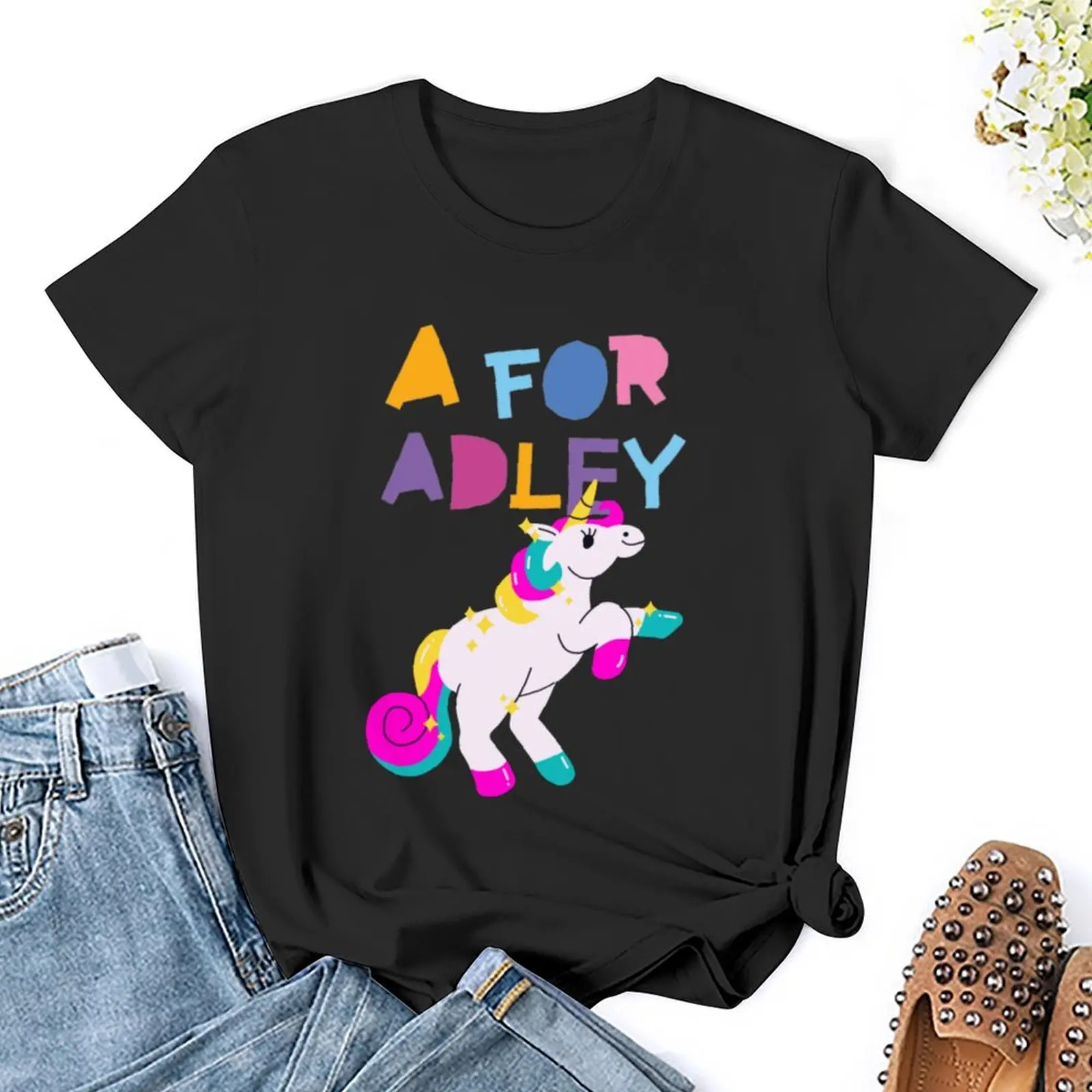 A for adley camiseta de unicornio, ropa estética, camiseta de manga corta, top de verano, vestido para mujer