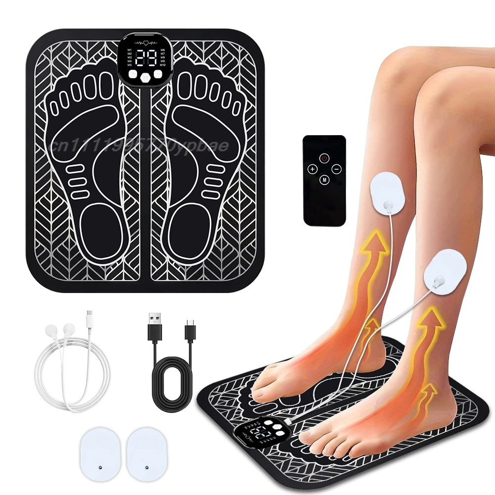 EMS Foot Massager Masajeador De Pies Remote Smart 10 Modes 29 Levels TENS Mat Home Office Daily Leg Relax Tool EMS Foot Massager