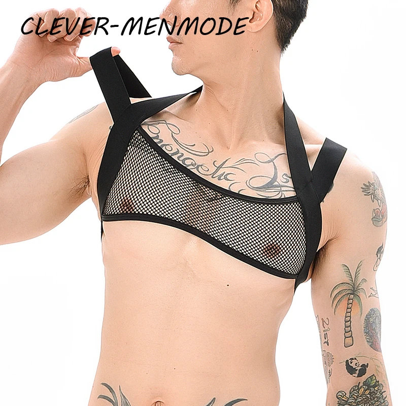 Men\'s Bra Sexy Underwear Openwork Sheer Men Seat Belt Body Sissy Sissy Clothing Gay Exposure Bikini Lingerie