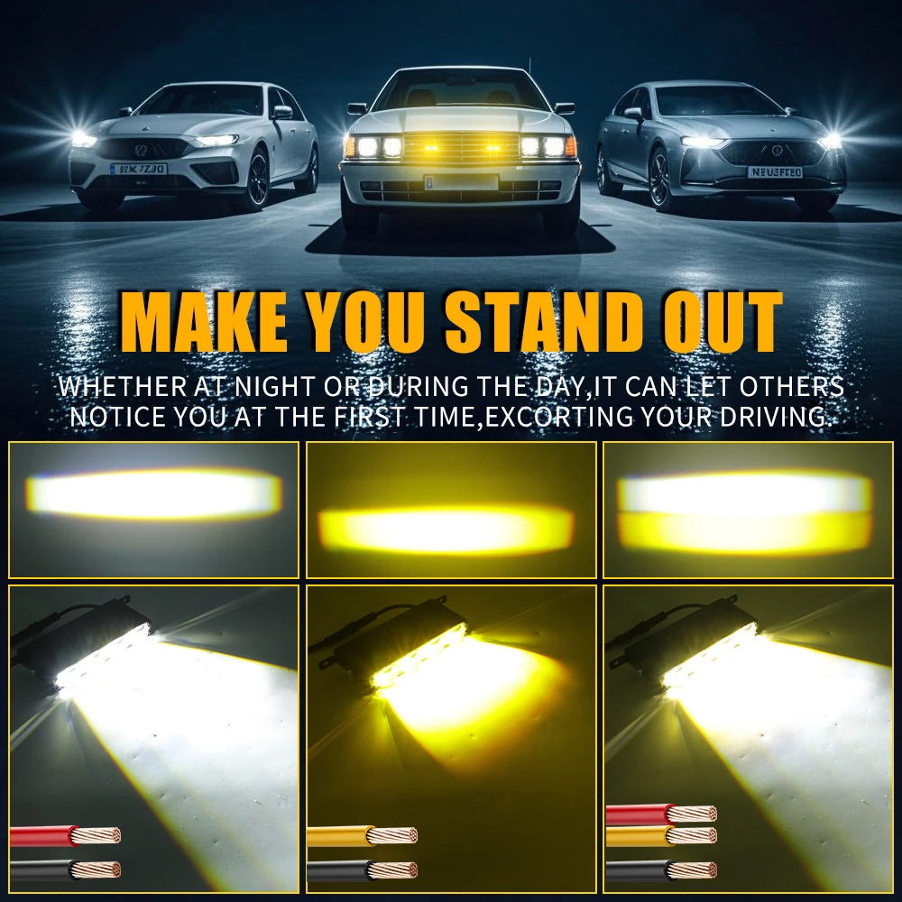 Car Grill Spotlights Led Light Bar Addtional LED Work Light White Yellow Grille Lights 12-24V for Motorcycle Offroad 4X4 Truck