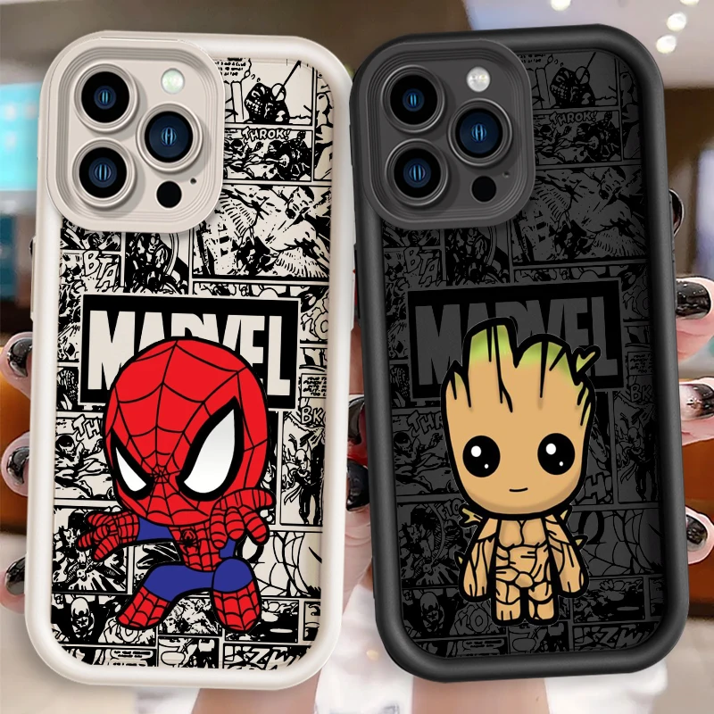 SpiderMan Deadpool Heroic Anime Eye Ladder For Apple iPhone 15 14 13 12 11 XS XR X Pro Max Plus Funda Phone Case