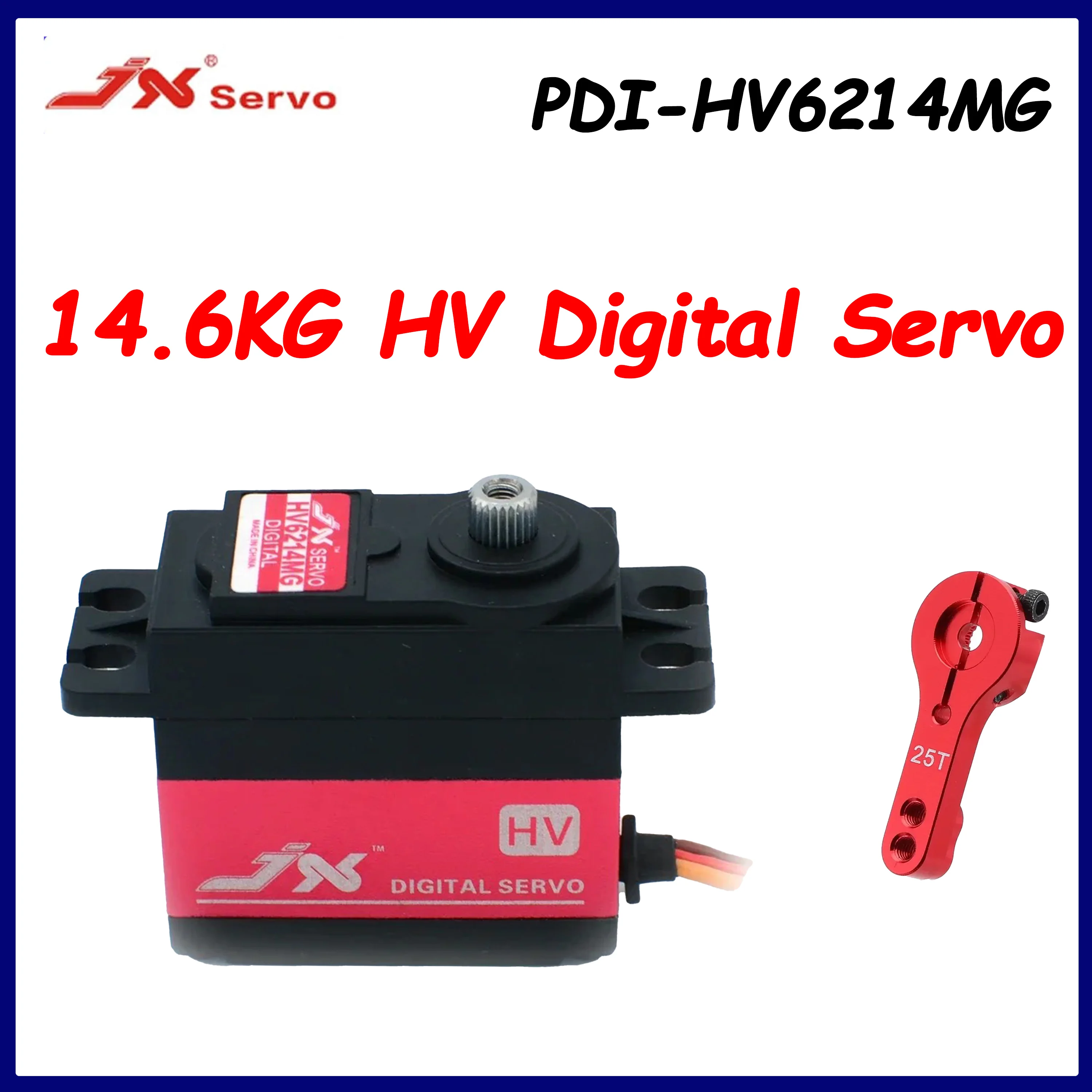 

JX PDI-HV6214MG 14.6KG Digital Servo Metal Gear High Voltage 6.0-7.4V for 1/10 RC Car Drift Truck Crawler Tank Buggy Toy Parts