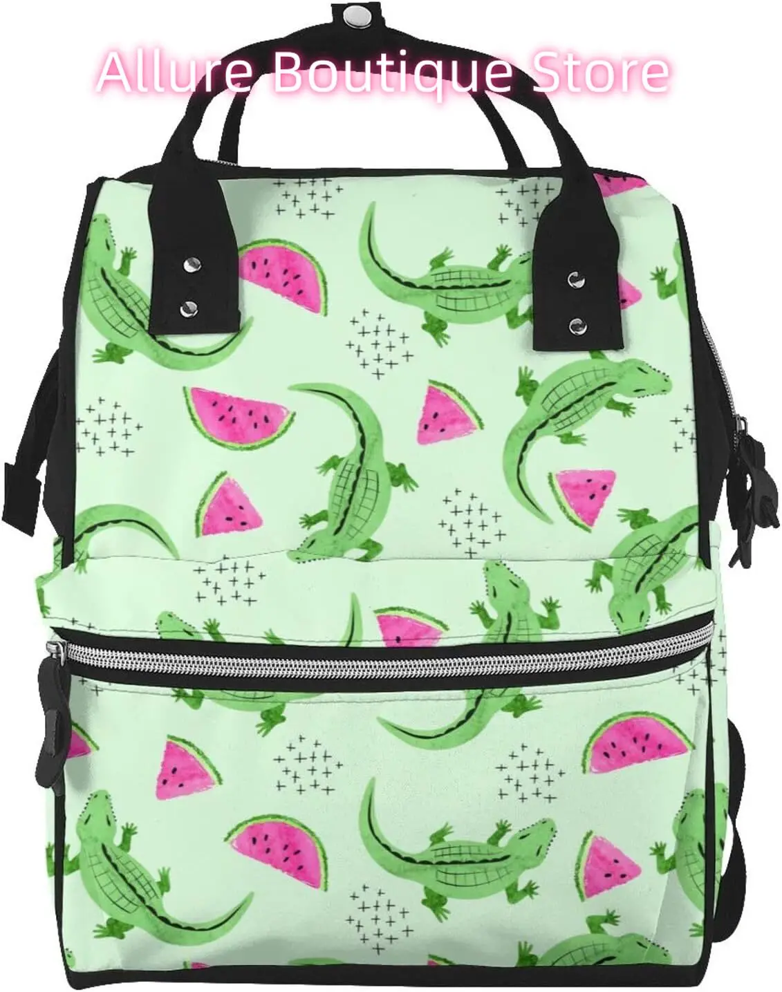 

Watermelon Alligator Diaper Bag Backpack for Women Large Capacity Nappy Bag Multifunction Waterproof Mummy Backpacks for Mom Dad