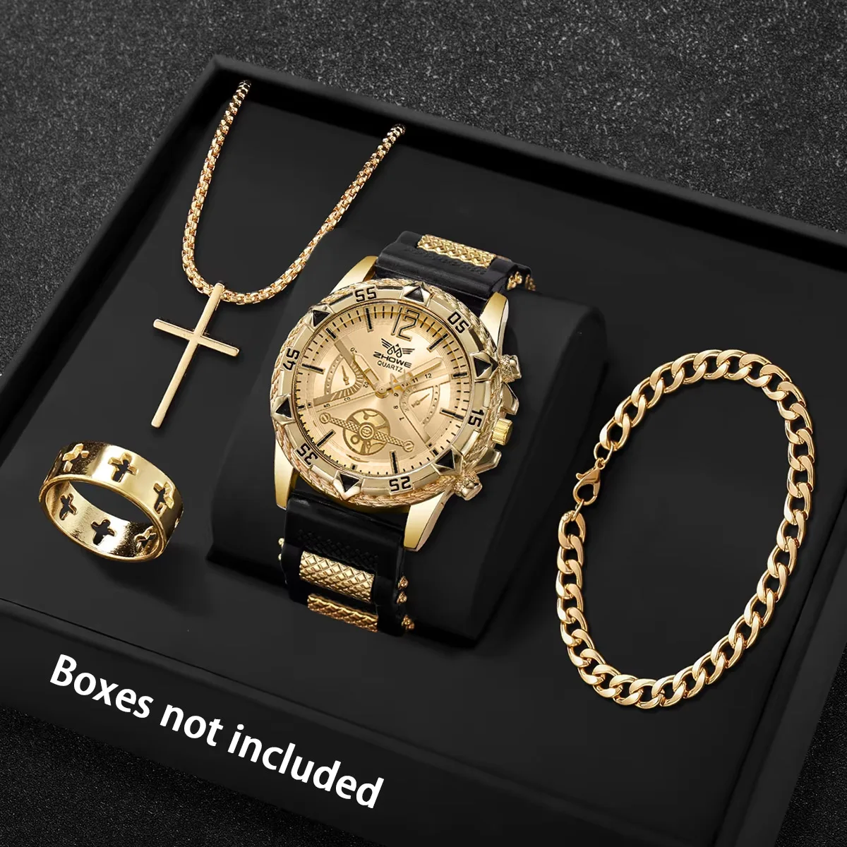 4Pcs Men Wrist Watch Set, Light Luxury Texture, Preferred Gift For Ramadan Presents, Easter, Halloween, Birthday Party.(No Box)