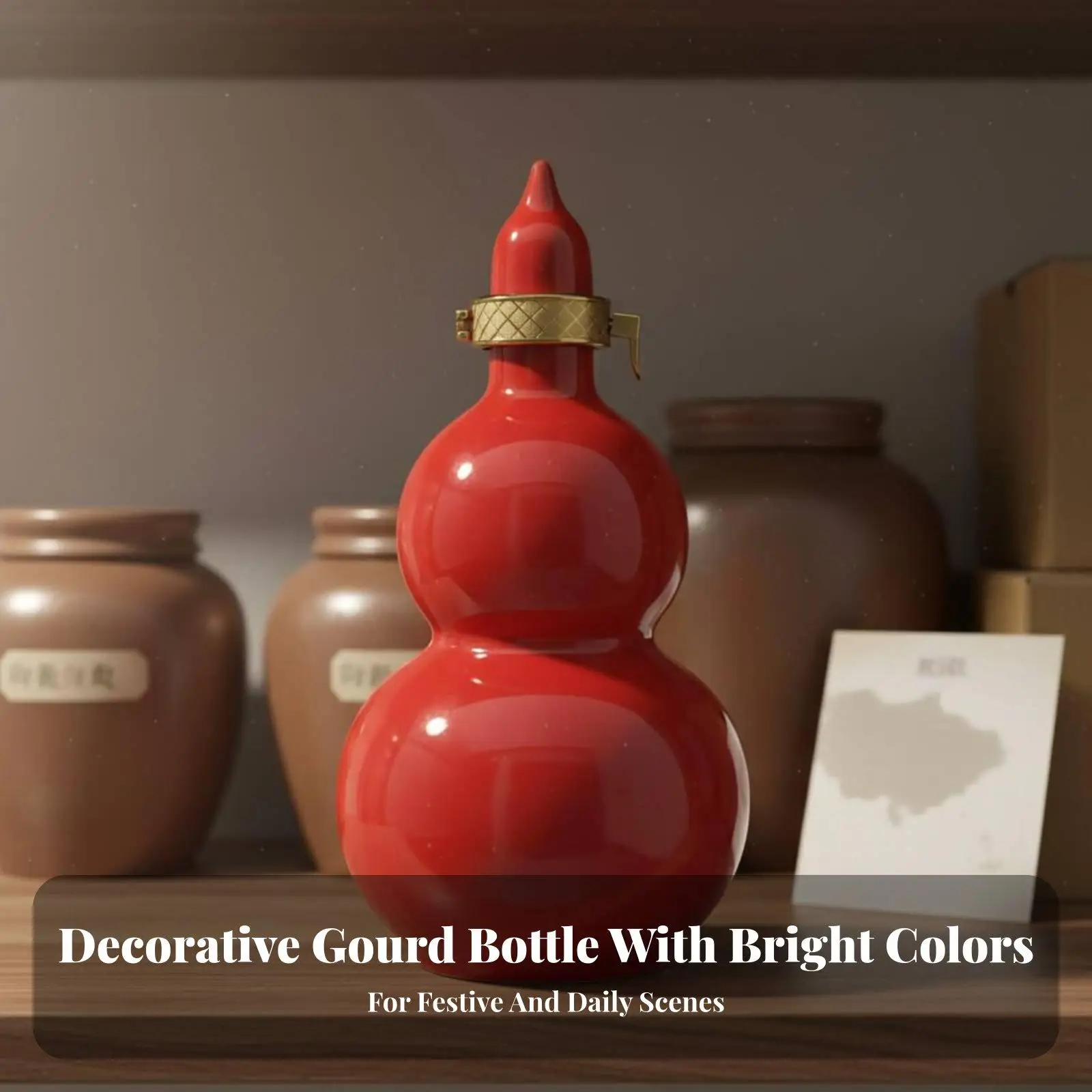 Chinese Design Beverage Container Airtight Seal Chinese Design Spirit Bottle Traditional Craftsmanship Ceramic Gourd Bottle for