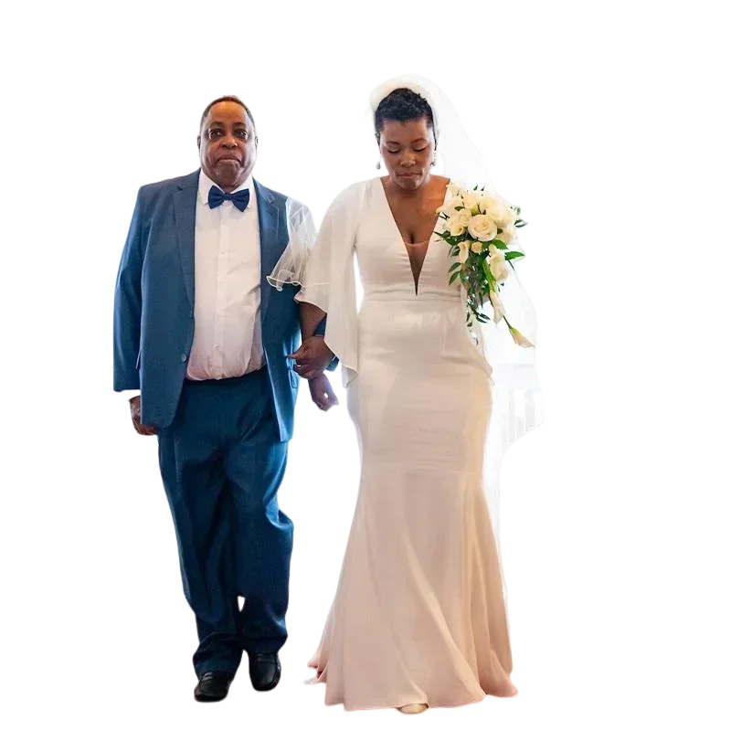 Abito da sposa in raso con scollo a V profondo personalizzato Sweep Train Abiti da sposa Maniche ad aletta Bottoni senza schienale Abito da sposa sul retro