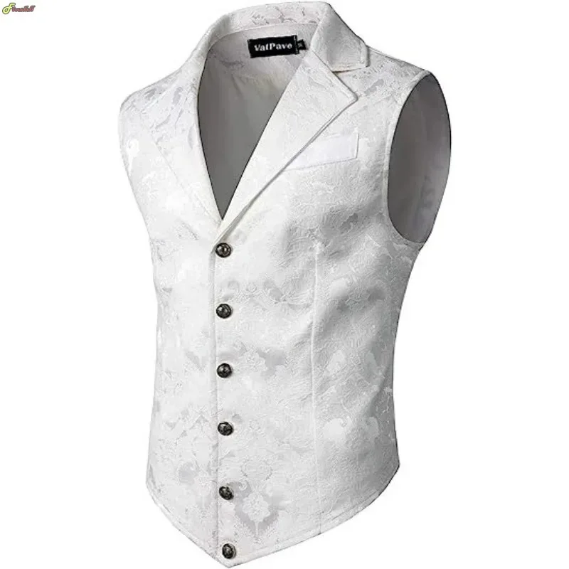 Zizi 2025 masculino vintage elegante colete flor fino ajuste masculino terno colete vestido jaqueta formal para casamento casual medieval cosplay s