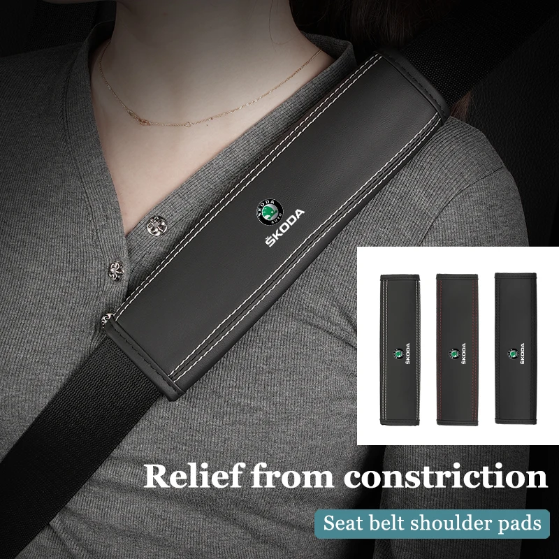 

Car Seat Shoulder Pad Leather Safety Belt Protector Cover Accessories For Skoda Octavia Rapid Kodiaq Superb Derivative Karoq Fab