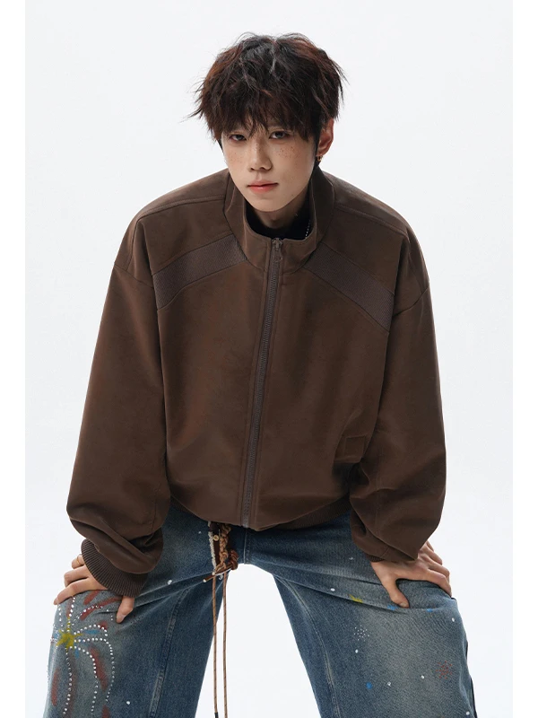 American Style Men's Jacket Coat Handsome Commute Versatile Large Size Baseball Uniform Loose Fit Anti-Static Processing
