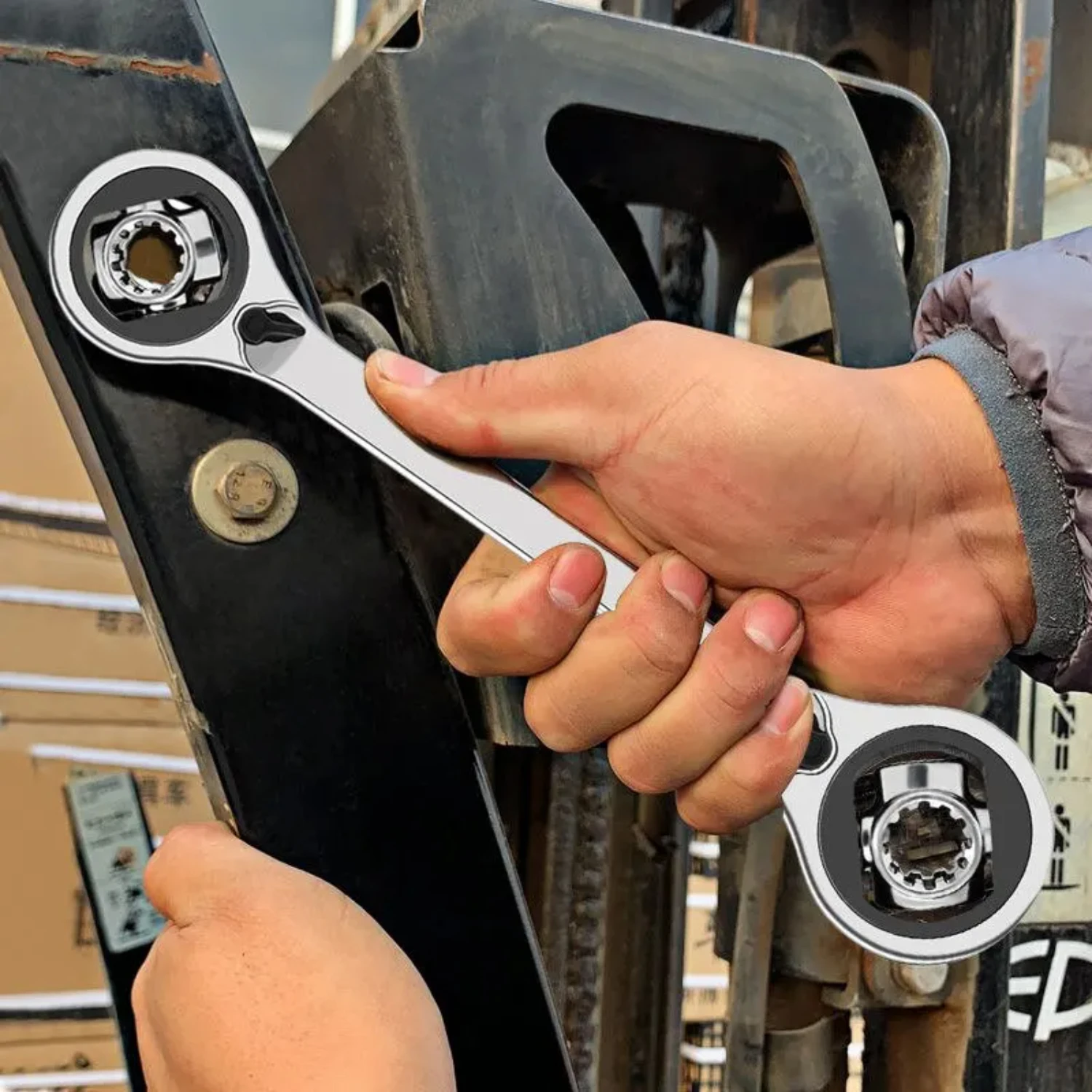 

Multifunctional Ring Ratchet Wrench Tool, Maintenance Tool, Rotating Hexagonal Plate